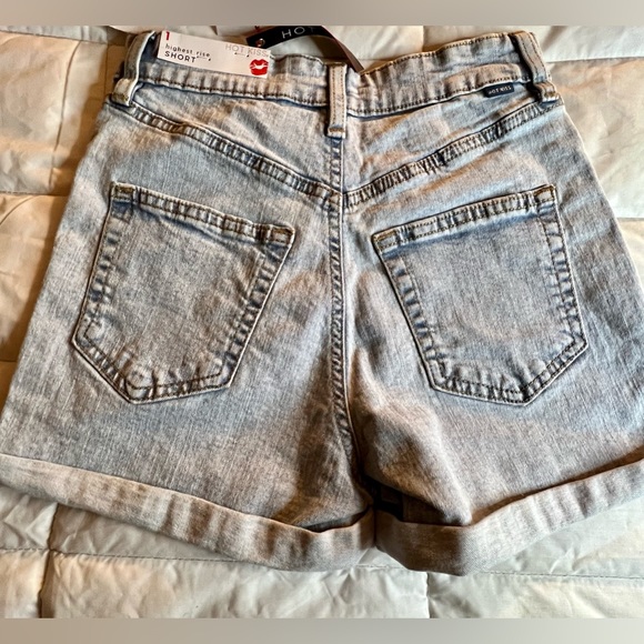 NWT Hot Kiss light blue denim shorts. Highest rise juniors size 1. - Picture 2 of 7